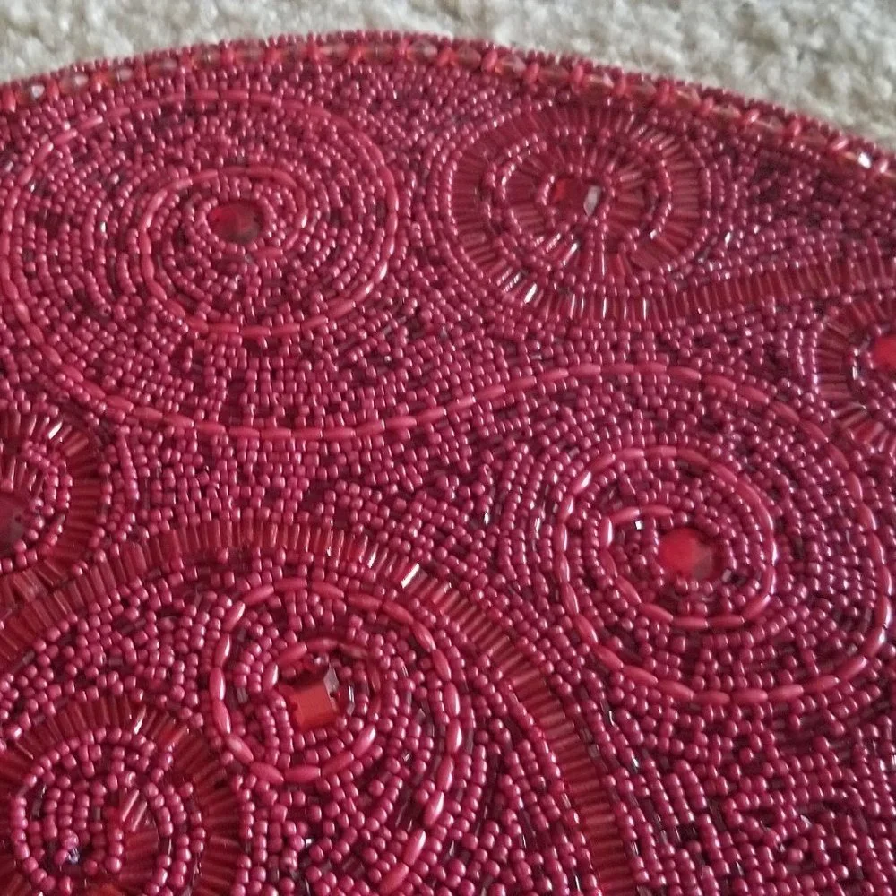 KIM SEYBERT RED CHRISTMAS HOLIDAY SCROLL BEADED 14